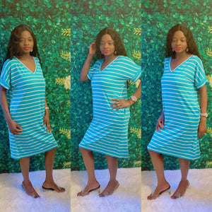 Stripe Chill Dress ( Ice Blue)