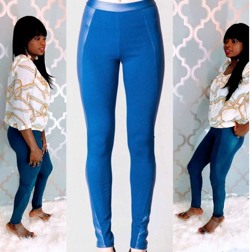 High Waist Skinny Pants ( Teal )