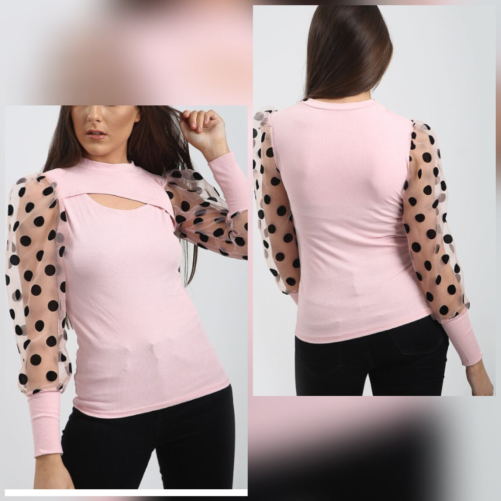 Pink Polka Dot Top