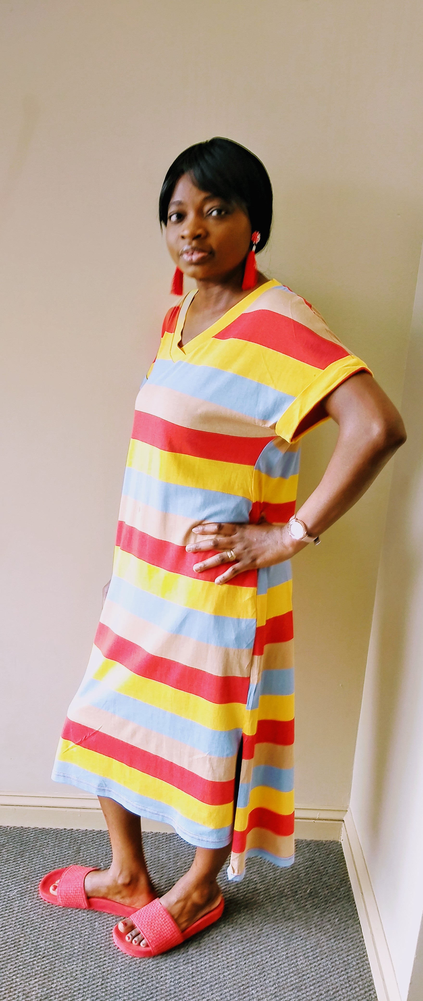 Tasha Stripe Midi Dress