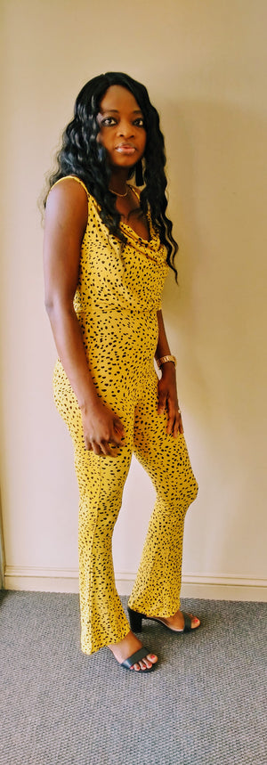 Regina Mustard Black Jumpsuit