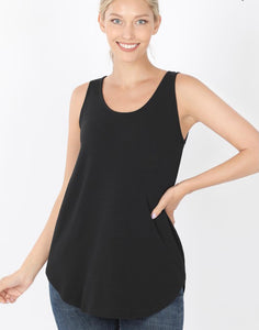 Sleeveless Round Neck Hem Top