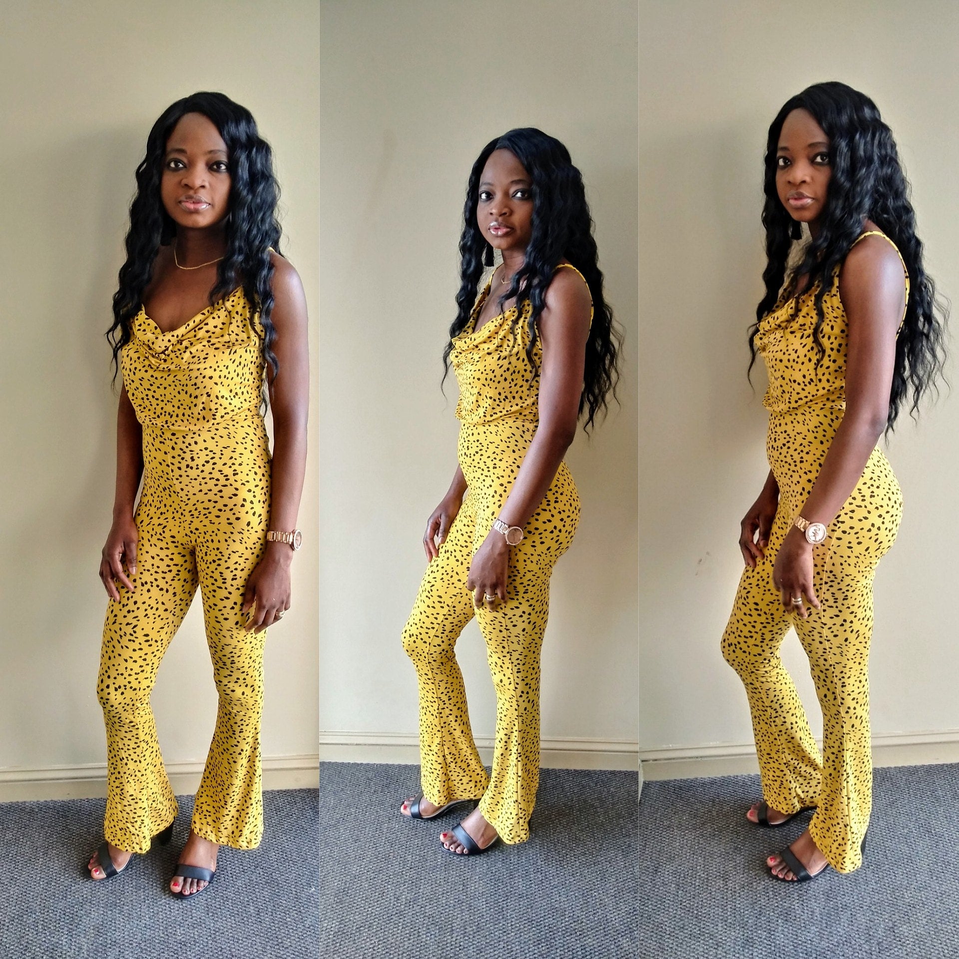 Regina Mustard Black Jumpsuit