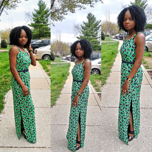 Green Leopard Maxi Dress