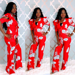 Floral Jumpsuit ( Red)