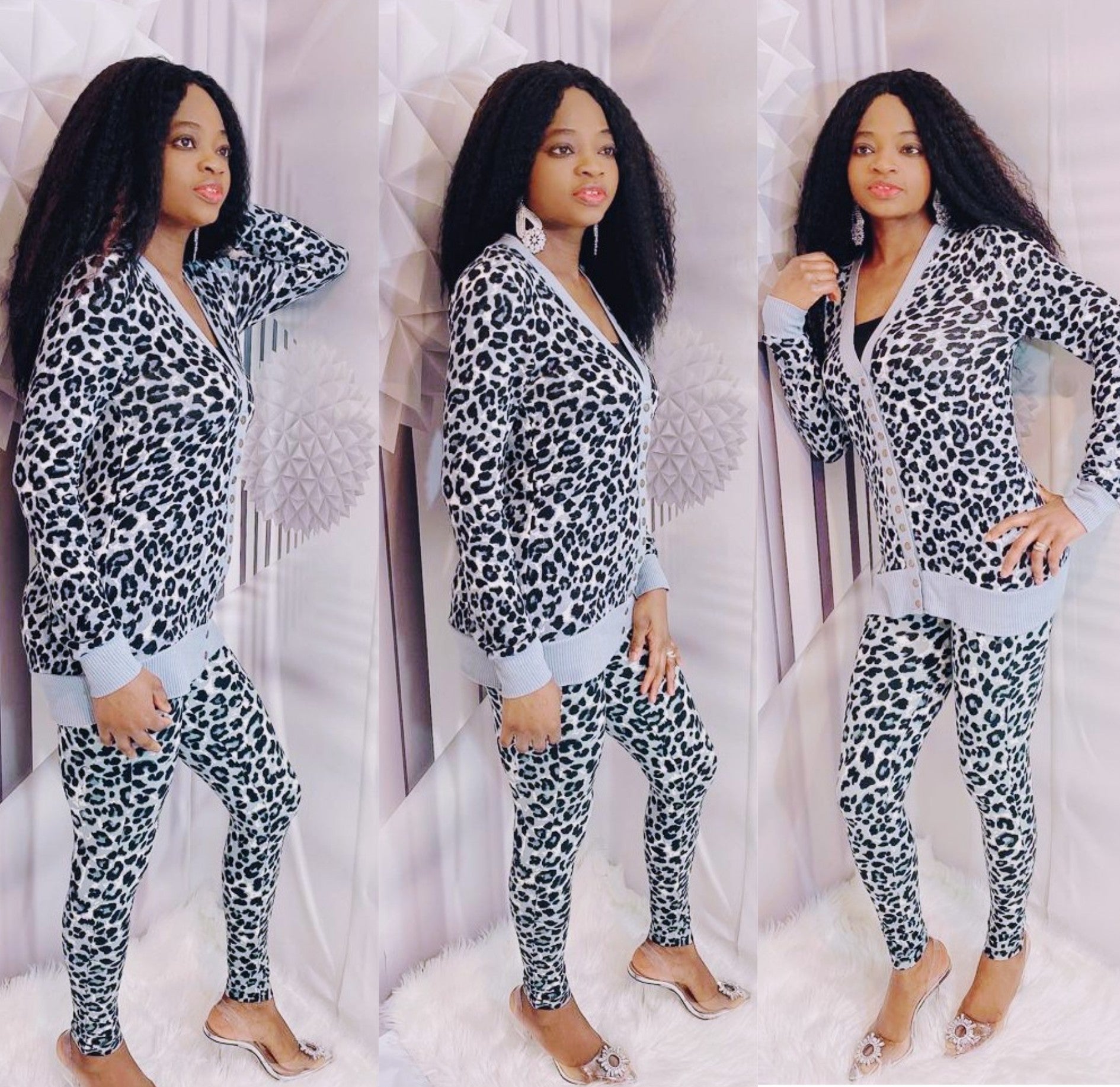 Leopard Cardigan Two Piece Set