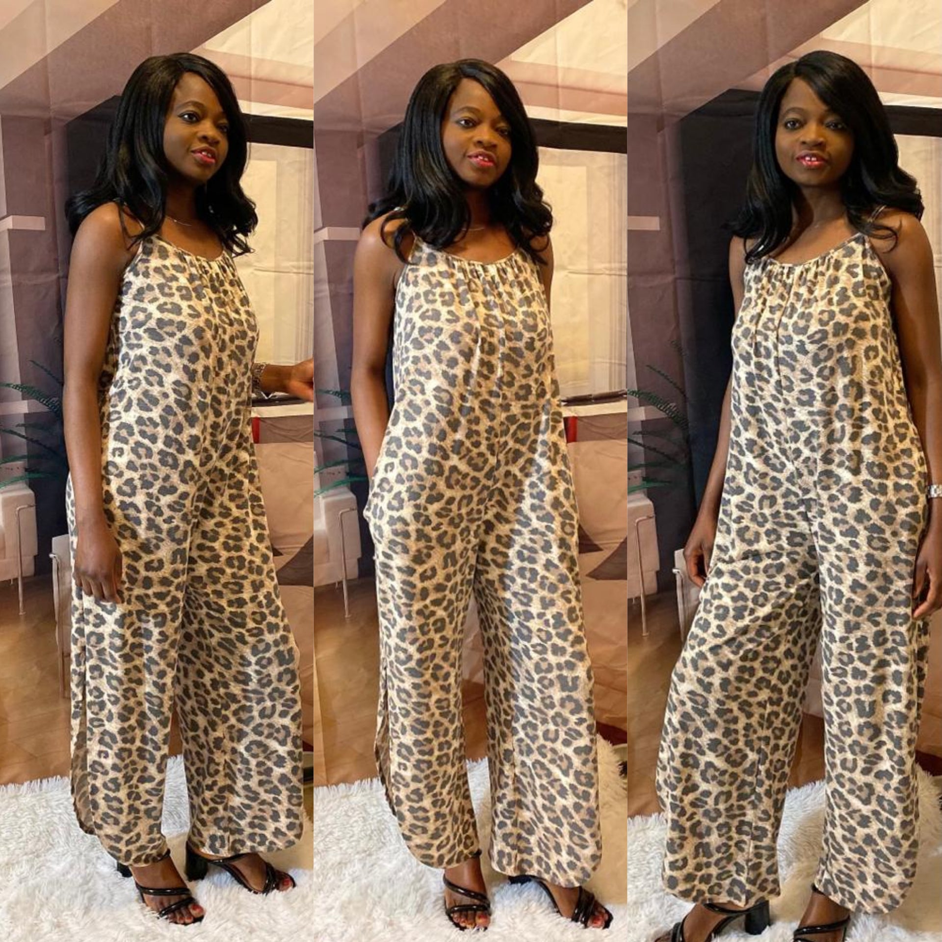 Slit Leopard Jumpsuit