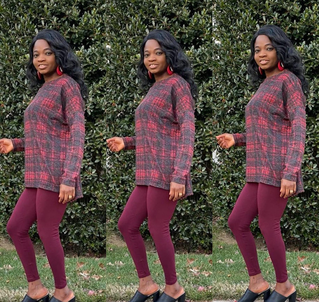 Long Sleeve Plaid Set