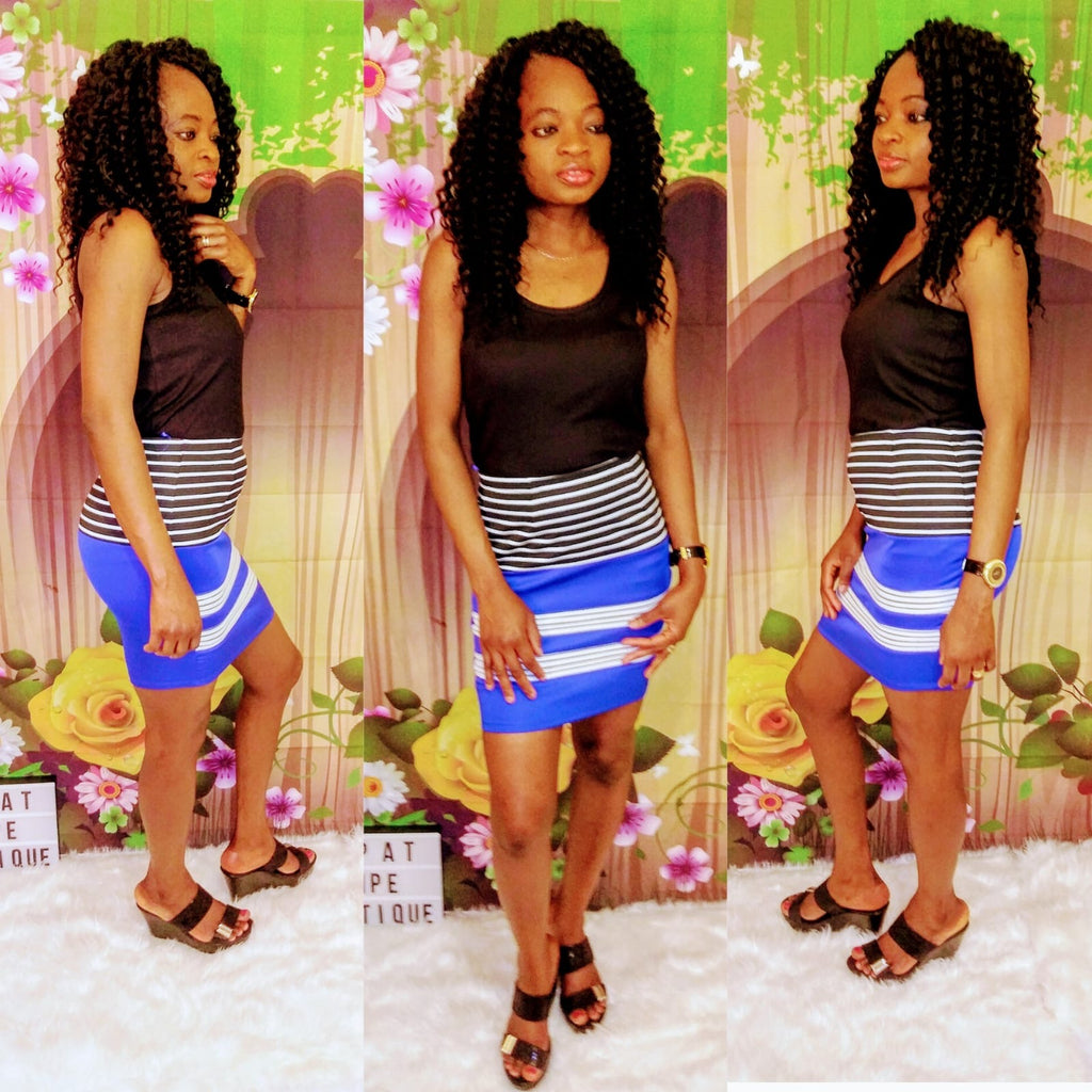 Color block Mini Skirt( Royal)